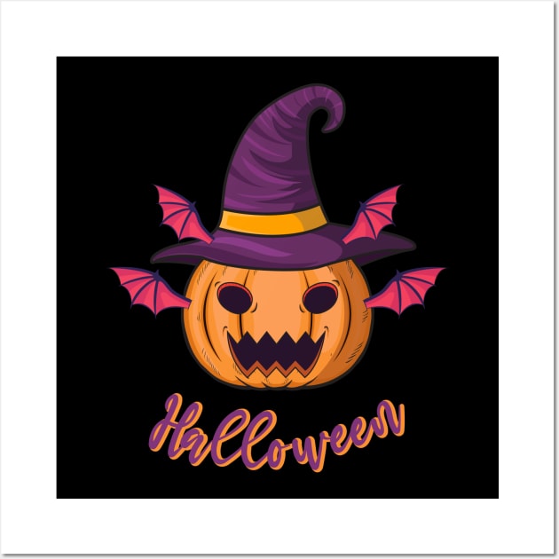 Halloween scary evil pumpkin funny pumpkin head Wall Art by Candaria